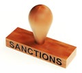 Sanctions Stamp Means Embargo Agreement Approval To Suspend Trade - 3d Illustration Royalty Free Stock Photo