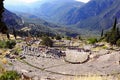 Ancient Greek Delphi Theatre And The Temple Of Apollo, Greece
