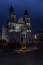 Sanctuary, Basilica of the Nativity of the Blessed Virgin Mary in CheÃâm in eastern Poland near Lublin, at dusk in winter Royalty Free Stock Photo