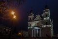 Sanctuary, Basilica of the Nativity of the Blessed Virgin Mary in CheÃâm in eastern Poland near Lublin, at dusk in winter