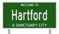 Sanctuary city road sign for Hartford