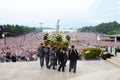 Pilgrimage Our Lady of Fatima, Virgin Mary Mother of Jesus, Christian Faith, Devotee Crowd Royalty Free Stock Photo