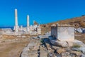 Sanctuary of Hera at ancient ruins at Delos island in Greece