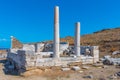 Sanctuary of Hera at ancient ruins at Delos island in Greece