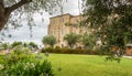 Sanctuary of the Holy House of Loreto, Marches, Italy. View of the Apostolic Palace and the garden Royalty Free Stock Photo