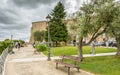 Sanctuary of the Holy House of Loreto, Marches, Italy. View of the Apostolic Palace and the garden Royalty Free Stock Photo