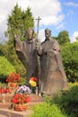 Sanctuary of the Holy Lipka (Poland, Masuria). Statue of Pope John Paul II and Cardinal Stefan Wyszynski.