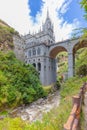 Sanctuary of Las Lajas river and fall view Ipiales Colombia