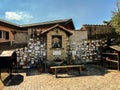 Sanctuary of Our Lady of Love in Rome, Italy, image-mosaic of Mary, Our Lady of Love on the entrance gate. Inscription: Mother of