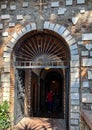 Sanctuary of Our Lady of Love in Rome, Italy, image-mosaic of Mary, Our Lady of Love on the entrance gate. Inscription: Mother of