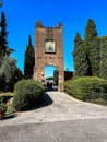 Sanctuary of Our Lady of Love in Rome, Italy, image-mosaic of Mary, Our Lady of Love on the entrance gate. Inscription: Mother of