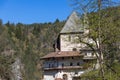 Sanctuary of San Romedio situated on a steep rocky spur in the natural scenery of the Val di Non, Trentino, Italy Royalty Free Stock Photo