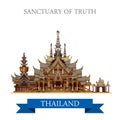 Sanctuary of Truth Thailand vector flat attraction travel