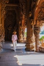 The Sanctuary of Truth wooden temple in Pattaya Thailand, sculpture of Sanctuary of Truth temple Royalty Free Stock Photo