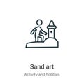 Sand art outline vector icon. Thin line black sand art icon, flat vector simple element illustration from editable activity and Royalty Free Stock Photo