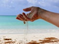 Fine sand flowing between your fingers Royalty Free Stock Photo