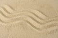 Sand background with patterns top view. Zen concept Royalty Free Stock Photo