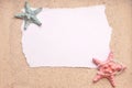 Sand Background with Two Starfish Blank Sign