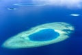 Sand bar and island in Baa Atoll, Maldives Royalty Free Stock Photo