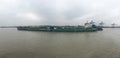 A sand barge shipping on the Yangtze River