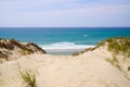 Sand beach access with dunes of Le Porge near Lacanau in France