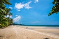 Sand beach and blue sky background