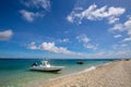 Sand beach and blue sky.