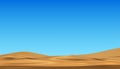 Sand Beach with Blue Sky by the Sea,Desert Landscape with Golden Sand Dunes under Clear Sky,Nature desert in hot sunny day,Vector Royalty Free Stock Photo