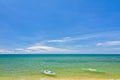 Sand beach with canoes in Phu Quoc