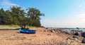 Sand beach on the coast of the Gulf of Finland Royalty Free Stock Photo