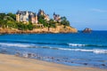 Sand beach and historical villas in Dinard, Brittany, France Royalty Free Stock Photo