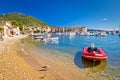 Sand beach in Komiza fishermen village Royalty Free Stock Photo