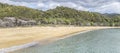 Sand beach and lush rain forest vegetation at Anchorage bay, Abel Tasman park ,  New Zealand Royalty Free Stock Photo