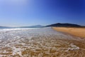 Sand beach and mountain. Mediteran. Royalty Free Stock Photo