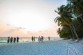 Sand beach and ocean wave, Maldives