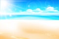 Sand beach over blur sea and sky with sun light flare and copyspace abstract background vector illustration 002 Royalty Free Stock Photo