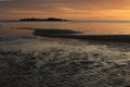 Sand beach at the shore of Lake Vanern. Sunrise scene