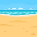 Sand beach simple cartoon style background. Sea shore view Royalty Free Stock Photo