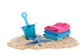 Towels and toys at the beach Royalty Free Stock Photo