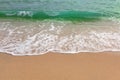 Sand beach water surf. Green sea wave. Royalty Free Stock Photo