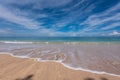 Sand beach with wave bubbles