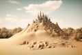 Sand big castle. Generate Ai Royalty Free Stock Photo