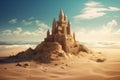 Sand big castle sunset. Generate Ai Royalty Free Stock Photo