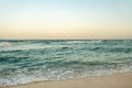 Sand with blurred tropical sandy beach bokeh background, Summer vacation and product advertisement concept Royalty Free Stock Photo