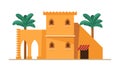 Sand bricks arabic house with columns and arches Royalty Free Stock Photo