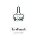 Sand brush outline vector icon. Thin line black sand brush icon, flat vector simple element illustration from editable Royalty Free Stock Photo