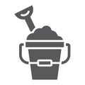 Sand Bucket glyph icon, play and beach, toy bucket with shovel sign vector graphics, a solid icon on a white background Royalty Free Stock Photo