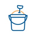 Sand bucket for kids icon. Vector thin line illustration