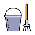 Sand bucket and rake vector icon simple style for Web and Mobile Royalty Free Stock Photo