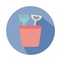 Sand bucket with shovel child toy block style icon Royalty Free Stock Photo